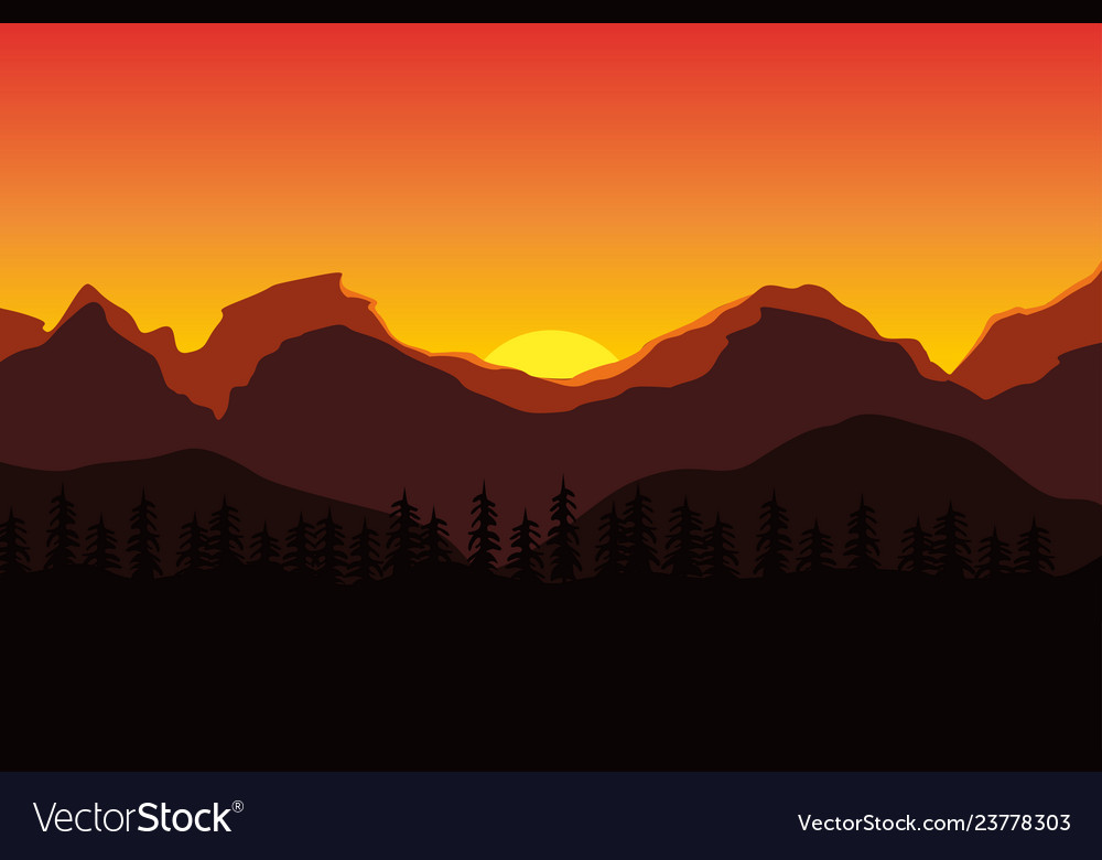 sunset mountains landscape