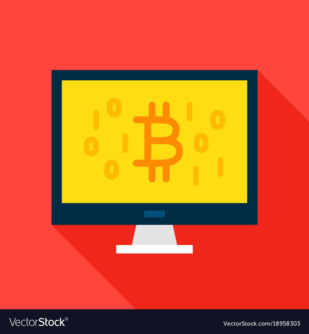 Bitcoin computer flat icon