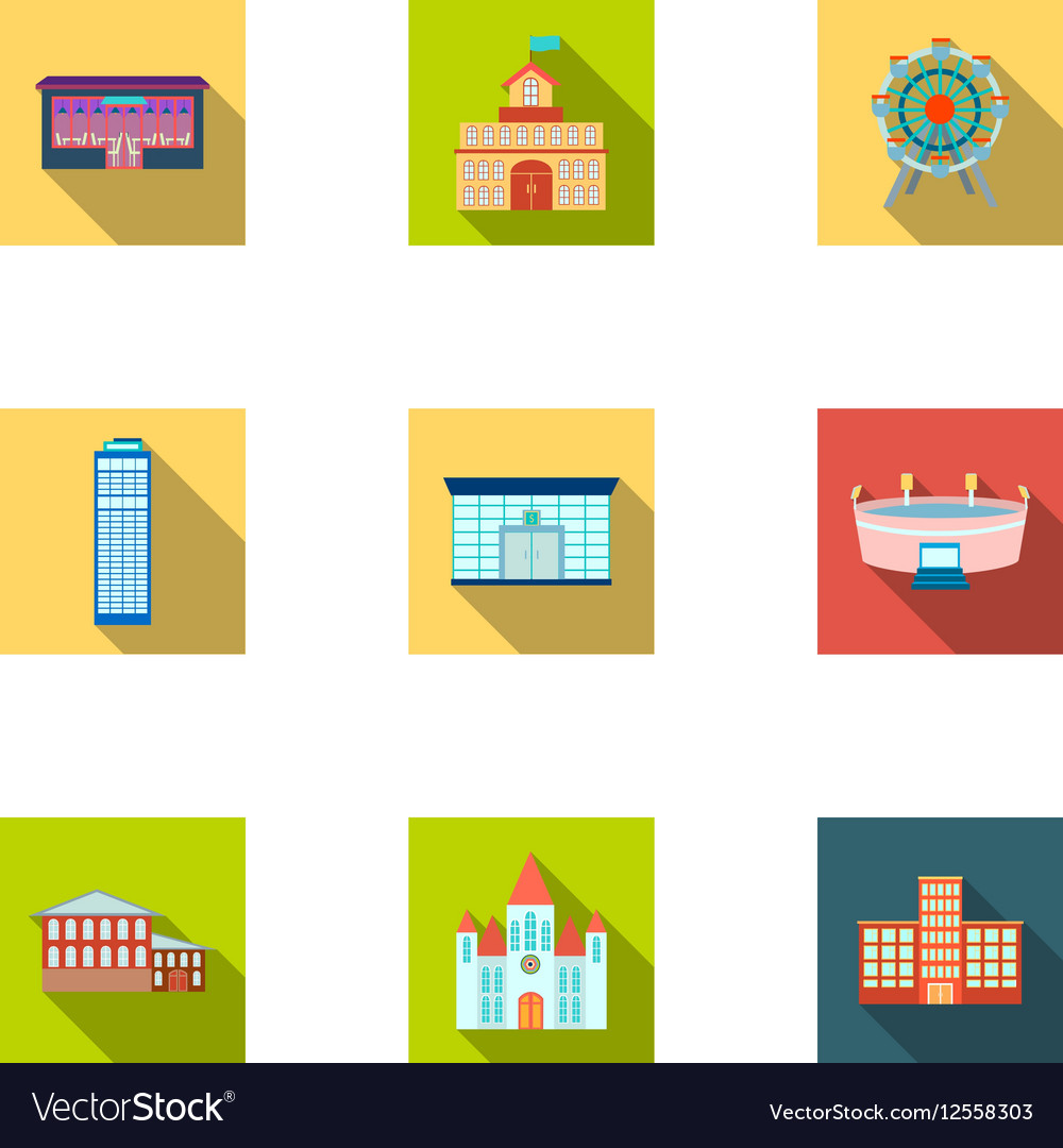 Building set icons in flat style big collection