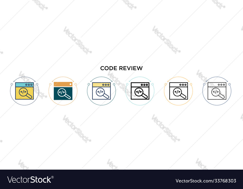 Code review icon in filled thin line outline