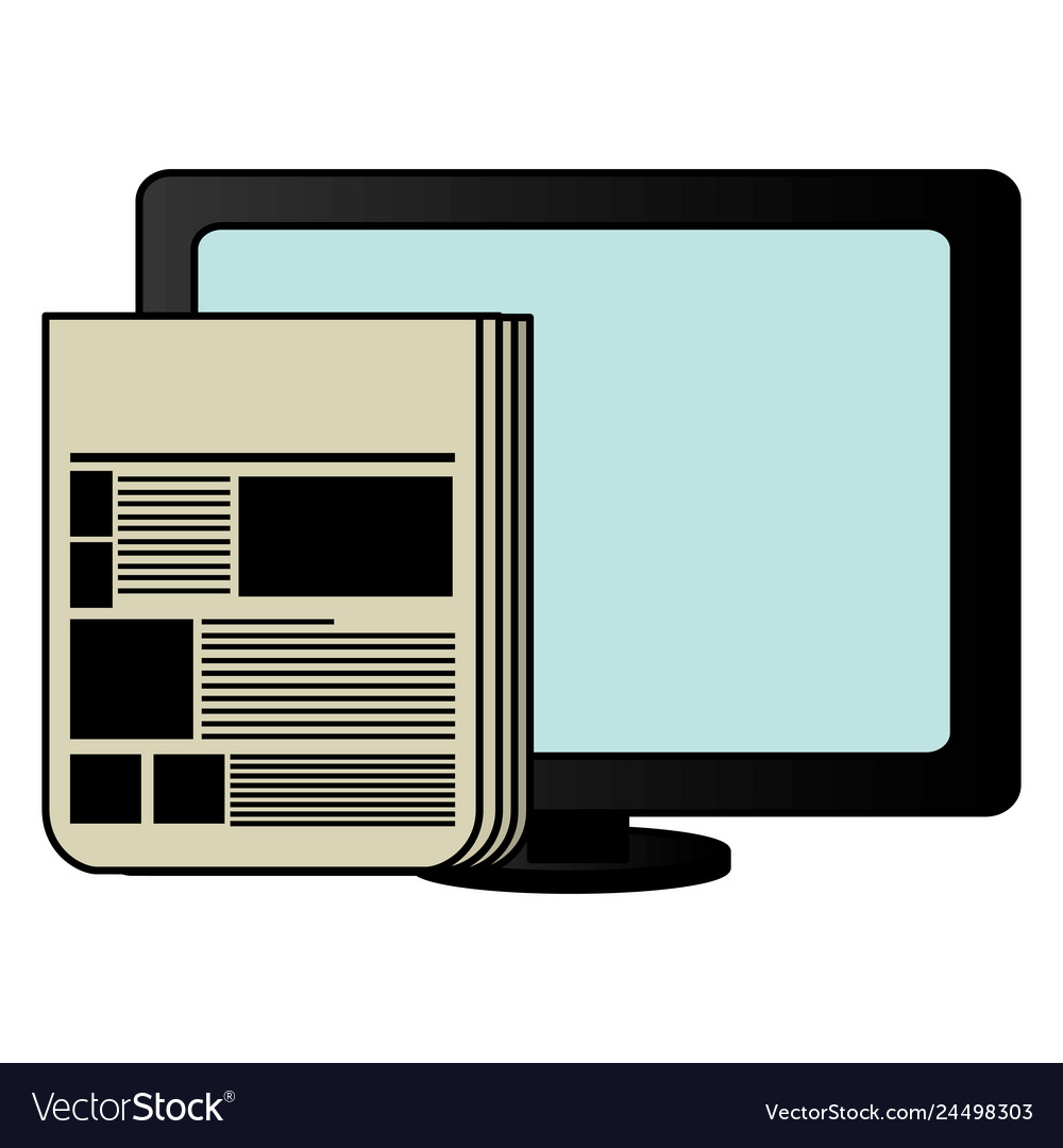 Computer desktop display with documents vector image Computer desktop display with documents