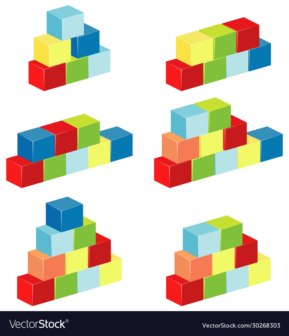 Layers blocks in different colors on white
