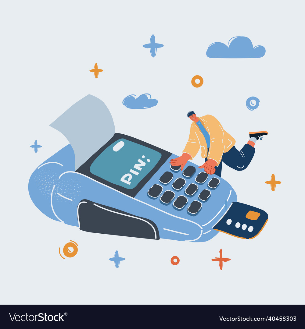 Man put password number vector image Man put password number