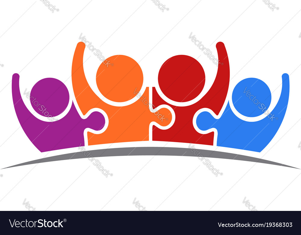 Peoplepuzzle connected team of four logo Vector Image