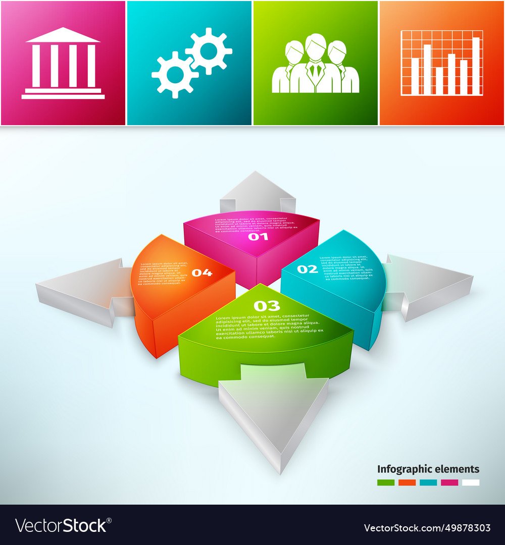 Pie chart with arrows 3d vector image Pie chart with arrows 3d