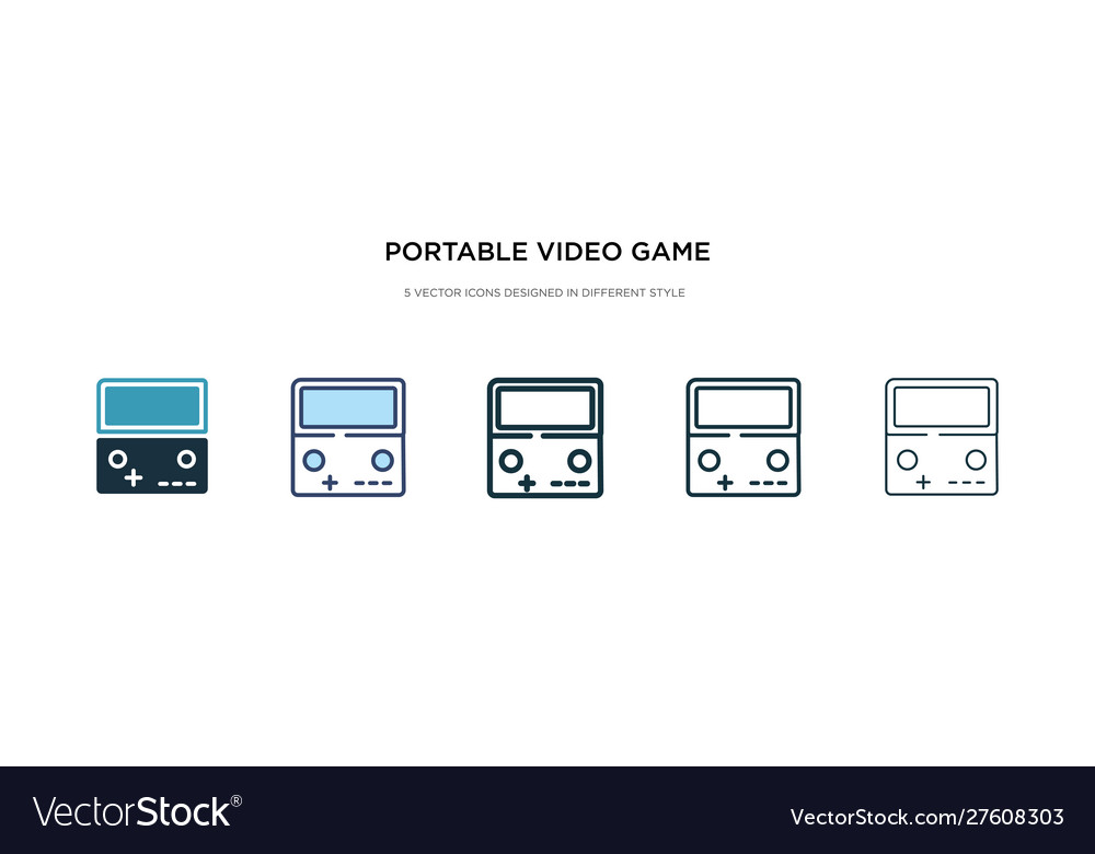 Portable video game console icon in different Vector Image Portable video game console icon in different
