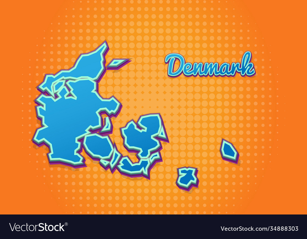Retro map denmark with halftone background vector image Retro map denmark with halftone background
