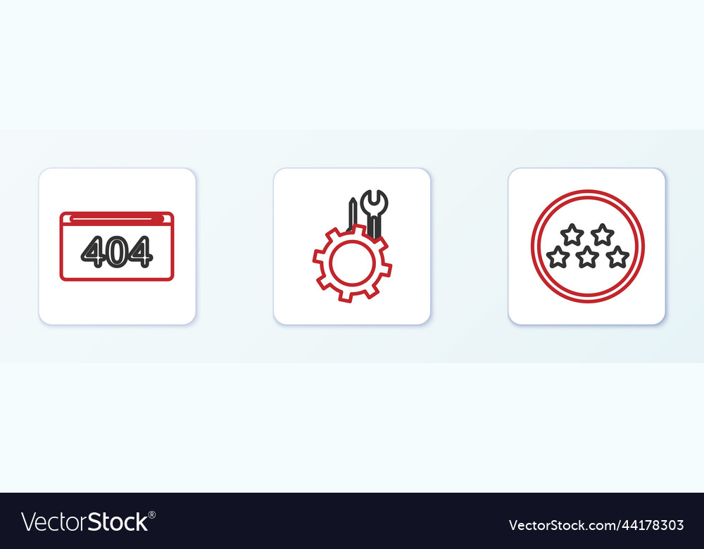 Set line five stars rating review page with 404 vector image Set line five stars rating review page with 404