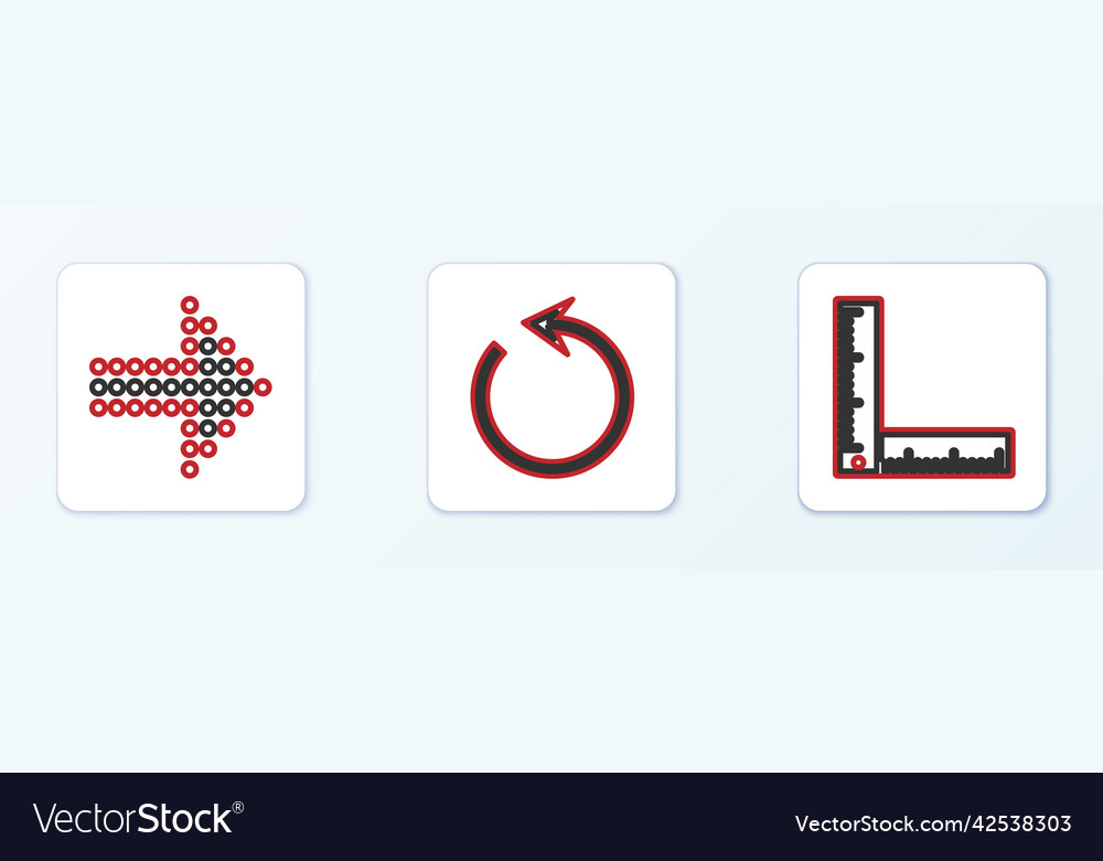 Set line folding ruler dots arrow and refresh vector image Set line folding ruler dots arrow and refresh