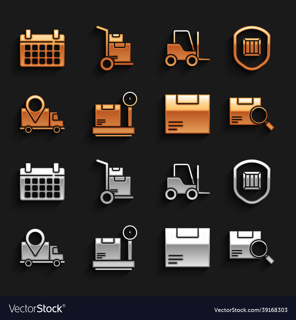 Set scale with cardboard box delivery security vector image Set scale with cardboard box delivery security
