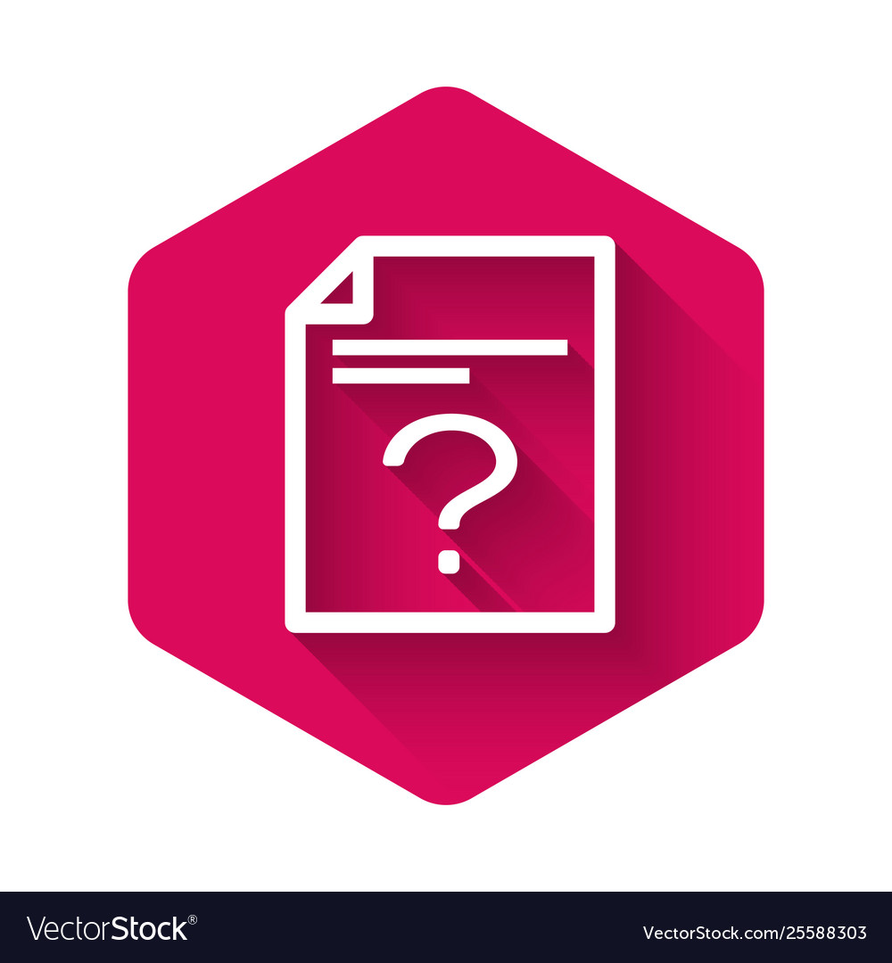 White unknown document icon isolated with long vector image White unknown document icon isolated with long
