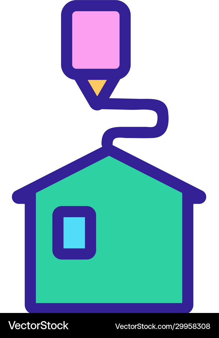 3d print printer icon isolated contour Royalty Free Vector