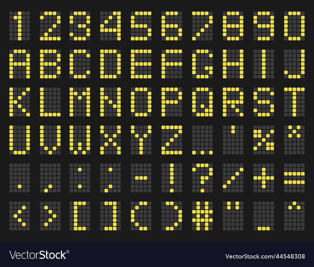 Airport schedule style typeface timetable yellow