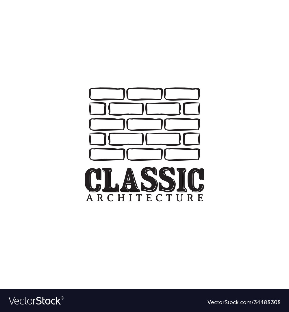 Architect logo design with using classic brick Vector Image