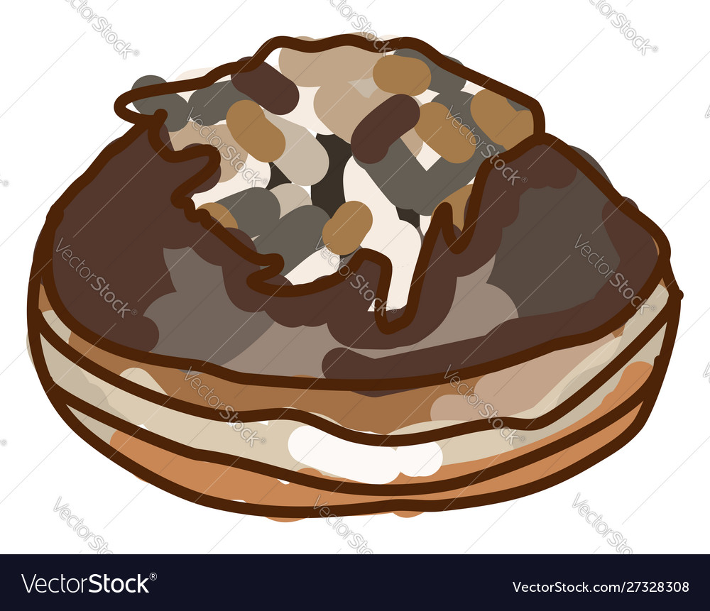 Chocolate donut on white background Royalty Free Vector