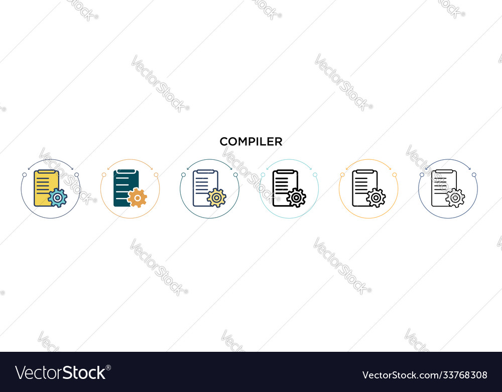 Compiler icon in filled thin line outline