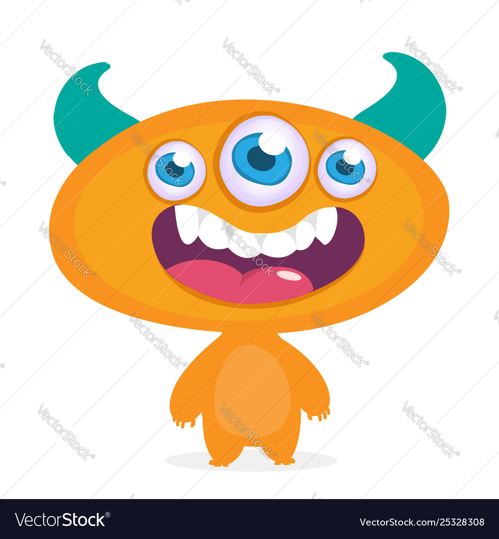 Cool cartoon alien with three eyes Royalty Free Vector Image Cool cartoon alien with three eyes Royalty Free Vector Image