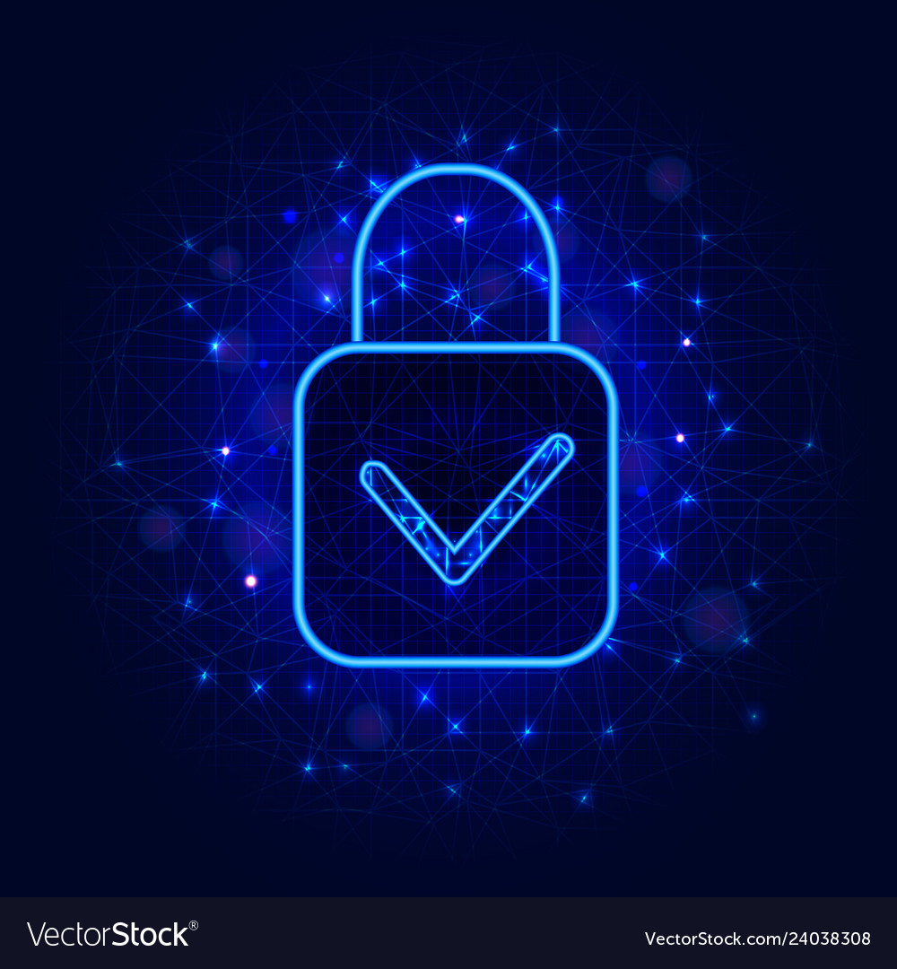 Cyber Security Padlock with Checkmark