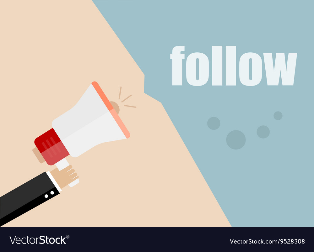 Follow megaphone icon flat design