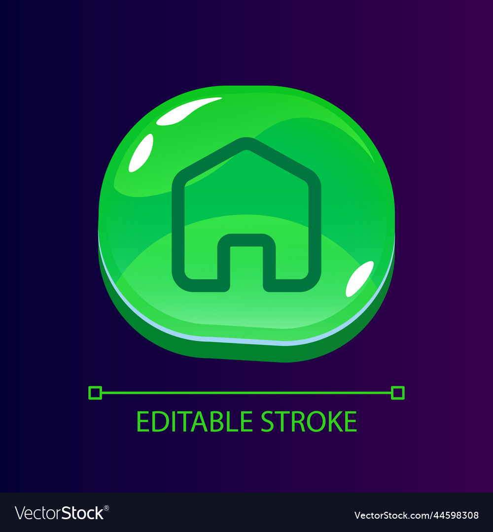 Home glossy ui button with linear icon vector image Home glossy ui button with linear icon