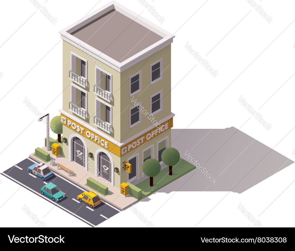 Isometric post office Royalty Free Vector Image