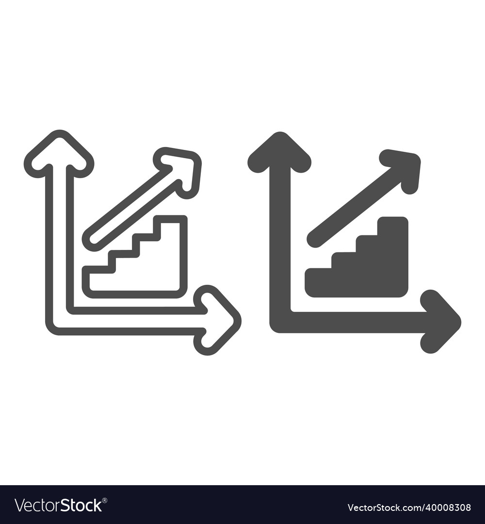 Ladder growth chart with steps going up and arrow vector image Ladder growth chart with steps going up and arrow