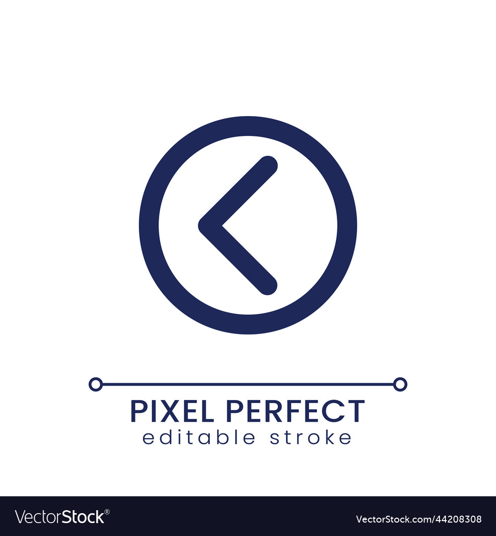 Left direction arrow pixel perfect linear ui icon vector image Left direction arrow pixel perfect linear ui icon