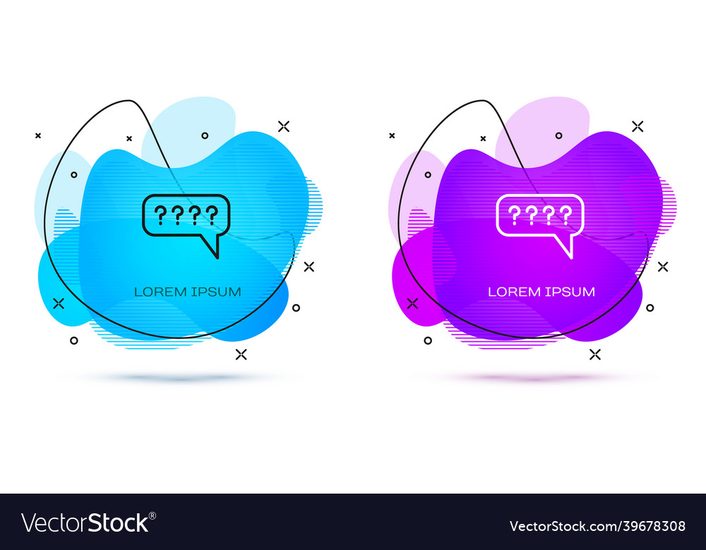 Line speech bubbles with question icon isolated
