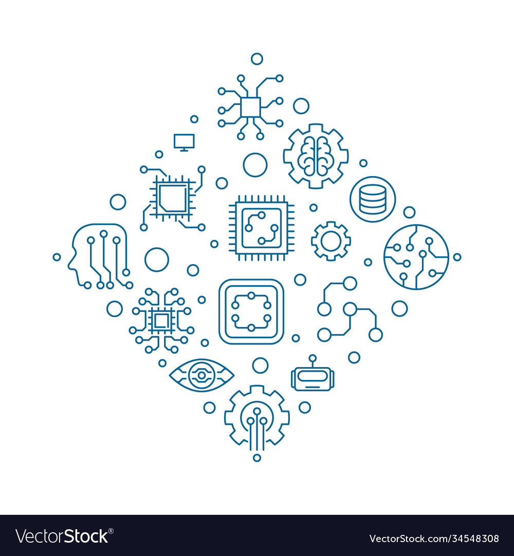 Machine learning or ml concept line blue Vector Image