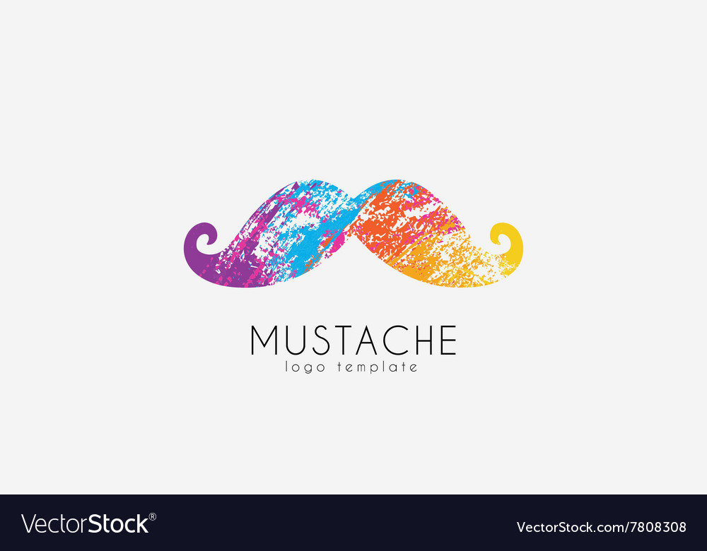 Mustache logo color in grunge