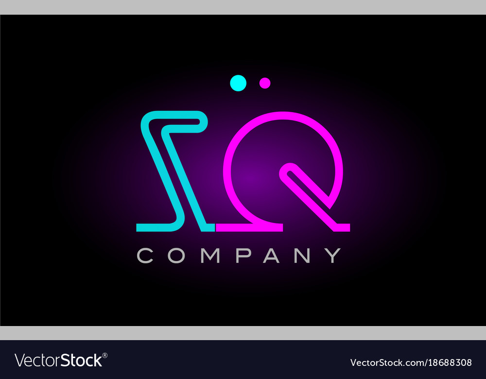 Neon lights alphabet zq z q letter logo icon Vector Image