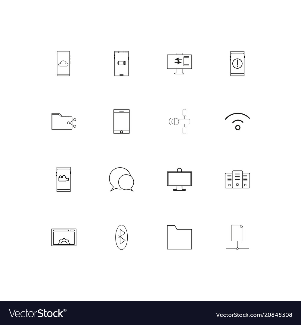 Network and database linear thin icons set
