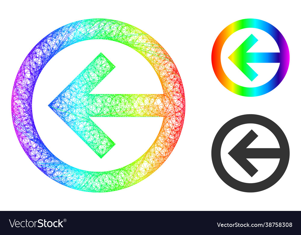 Rainbow net mesh gradient direction left icon vector image Rainbow net mesh gradient direction left icon