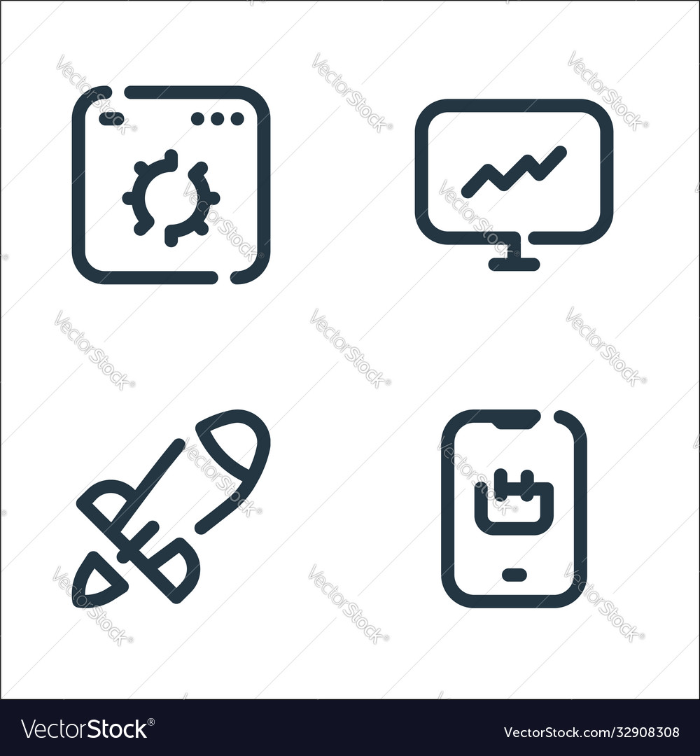 Seo line icons linear set quality vector image Seo line icons linear set quality