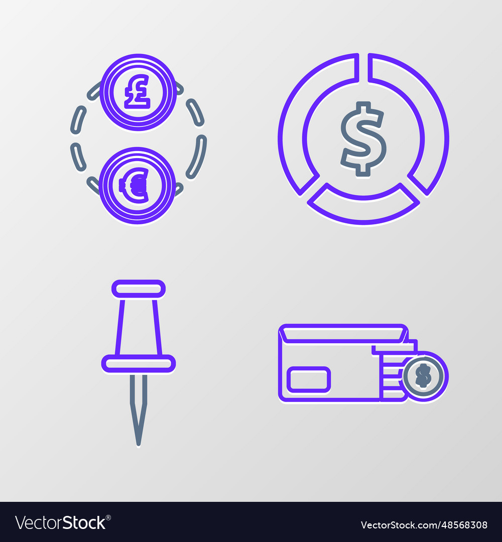 Set line envelope with coin dollar symbol push vector image Set line envelope with coin dollar symbol push