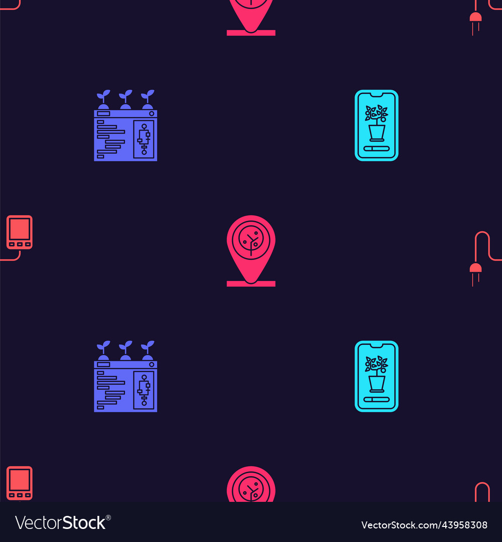 Set smart control farming system technology vector image Set smart control farming system technology