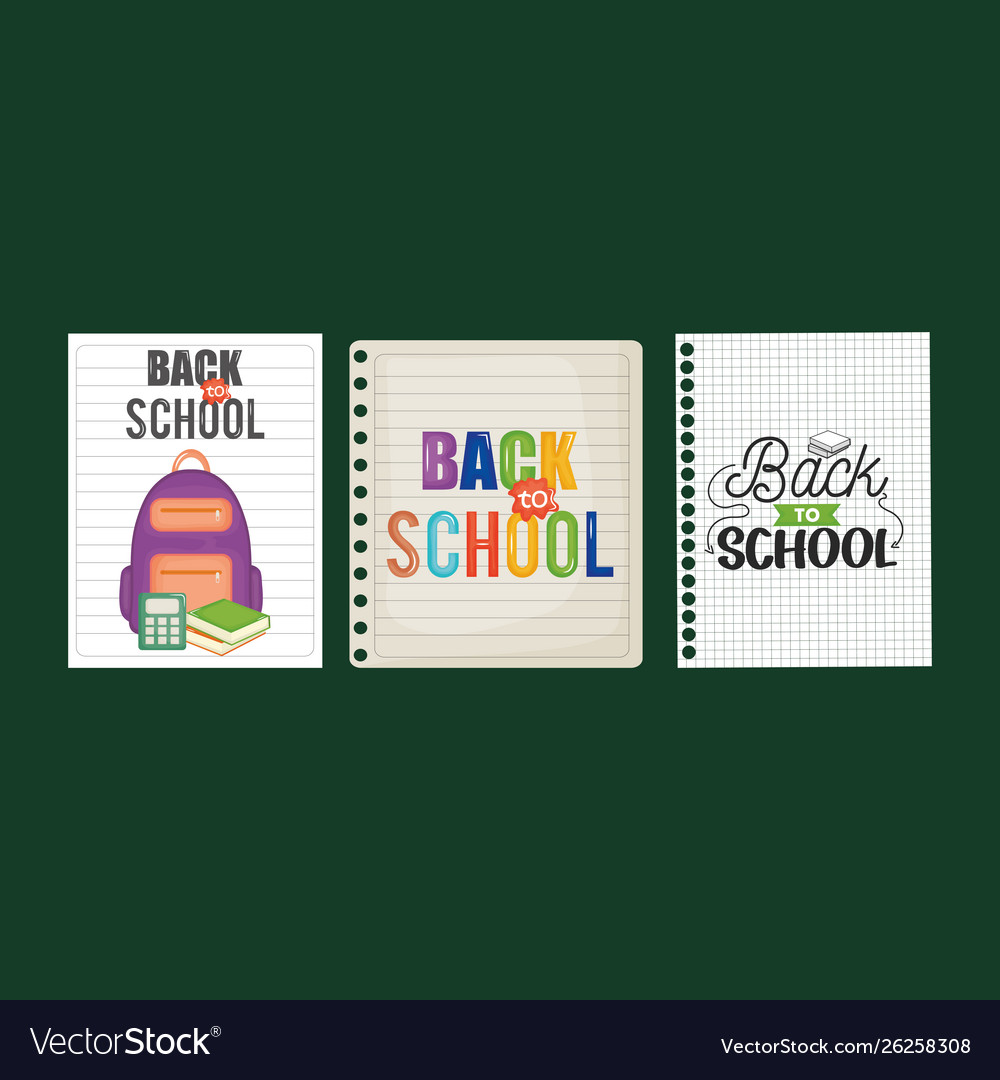 Sheets notebook with back to school message Vector Image Sheets notebook with back to school message
