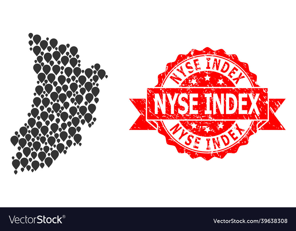 Textured nyse index seal and pointer mosaic map Vector Image Textured nyse index seal and pointer mosaic map