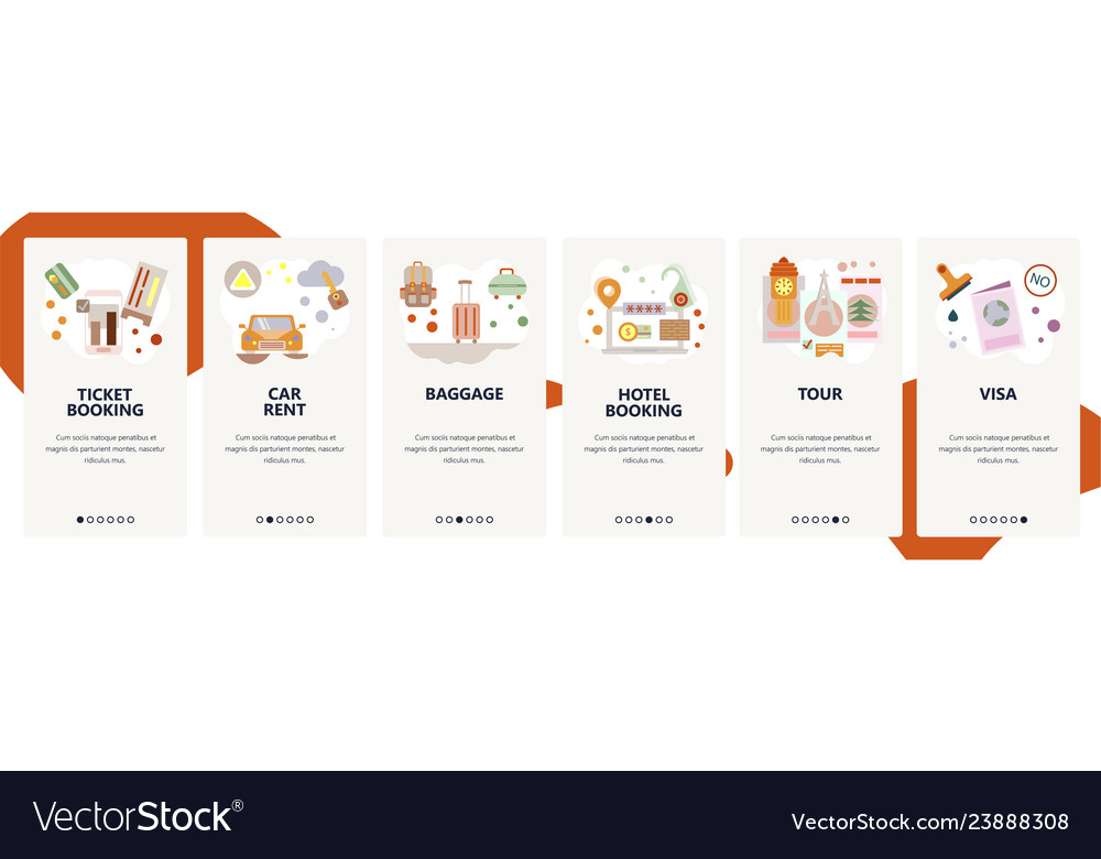 Web site onboarding screens travel planning