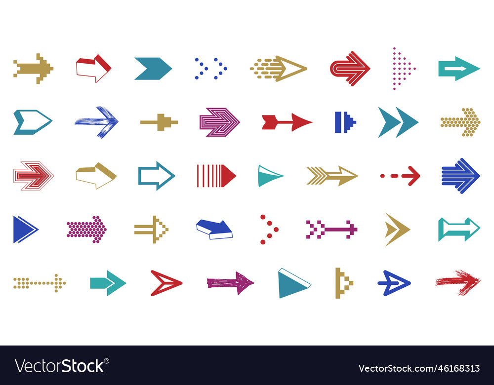 Arrow symbols big set of different shapes styles