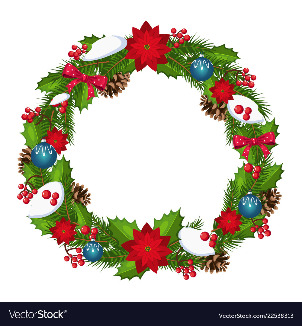 Christmas wreath with berries and decorations