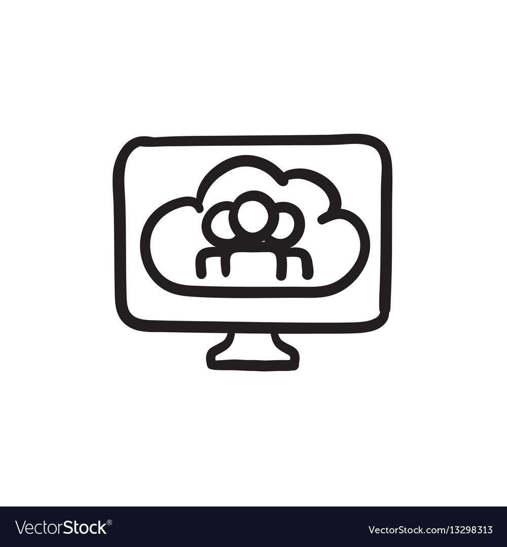 Cloud computing sketch icon