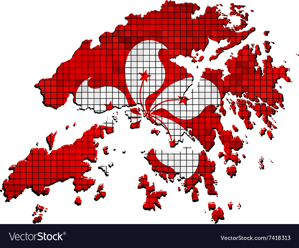 Hong kong map with flag inside