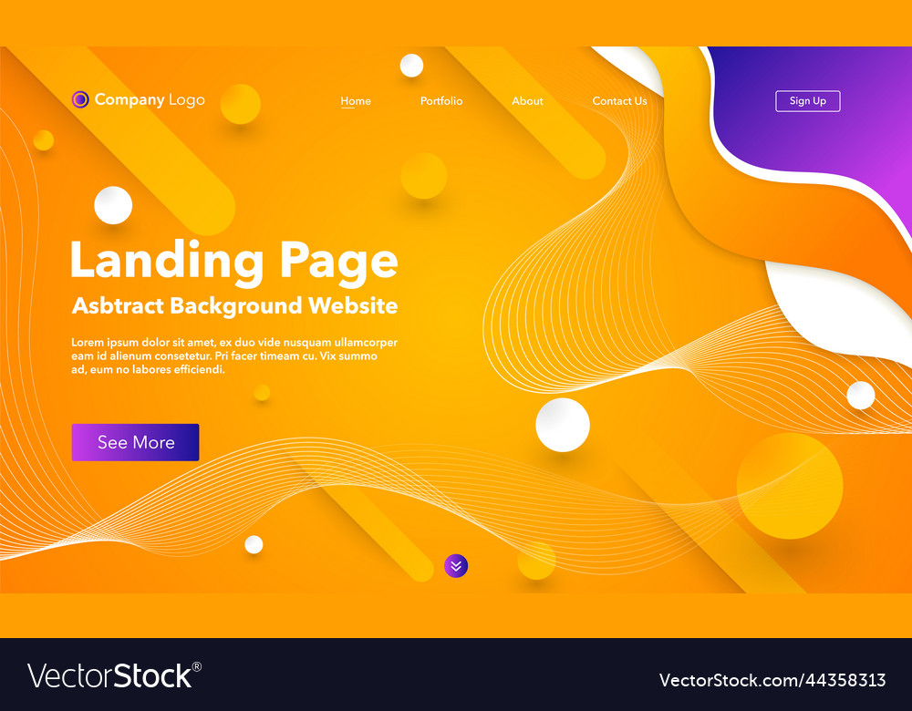 Landing page abstract background website template vector image Landing page abstract background website template