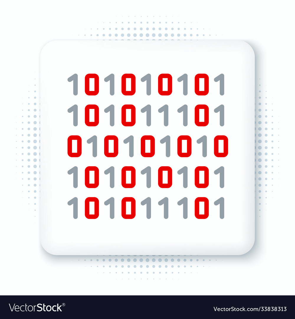 Line binary code icon isolated on white background vector image Line binary code icon isolated on white background