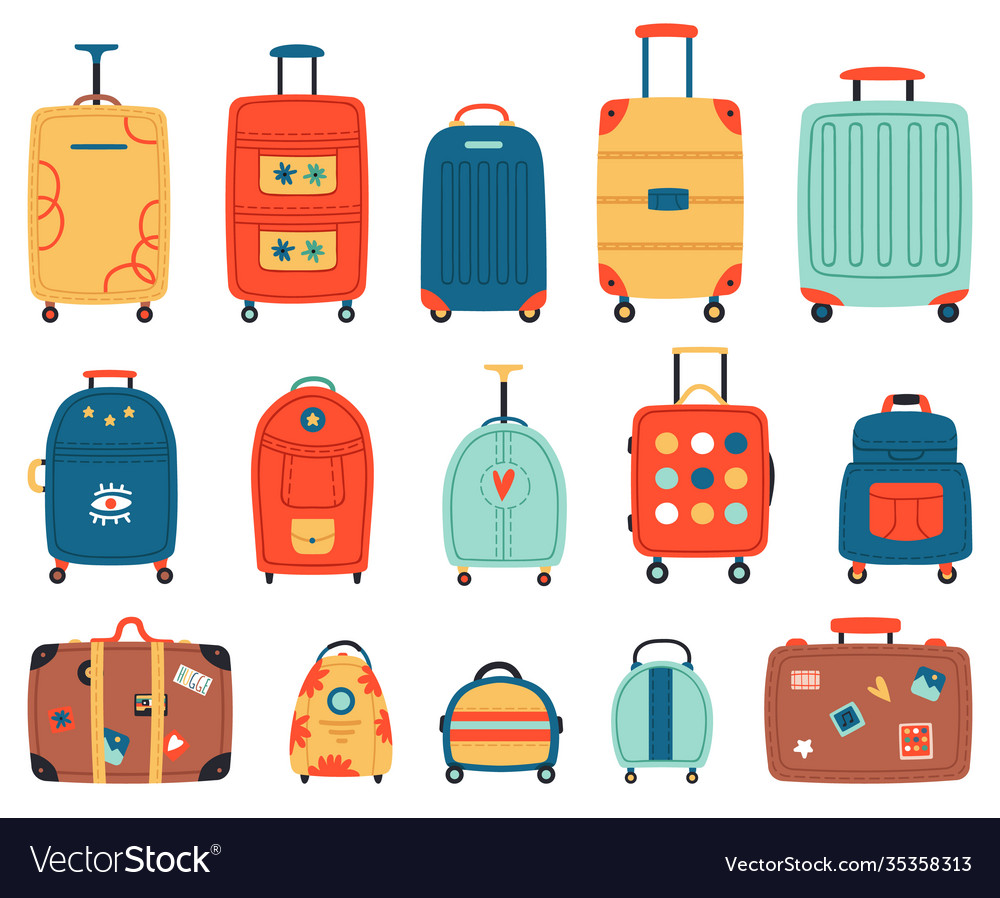 Luggage bags vacation baggage plastic metal Vector Image