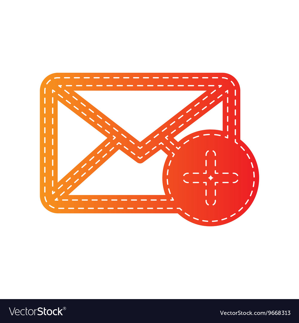 Mail sign with add mark orange
