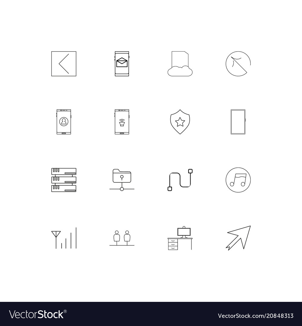 Network and database linear thin icons set