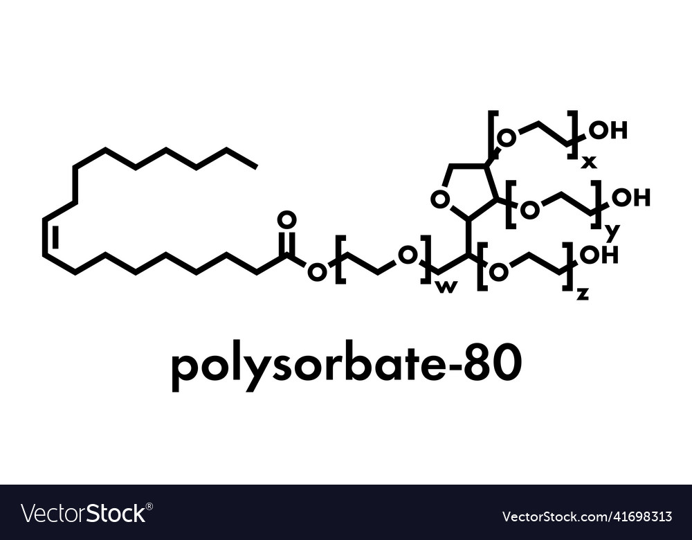 Polysorbate 80 surfactant and emulsifier molecule Vector Image