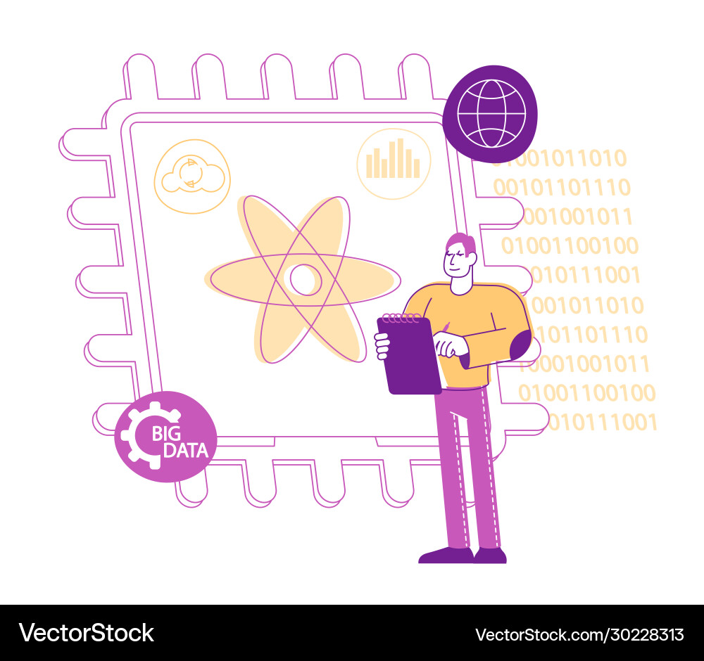 Quantum computing or supercomputing concept Vector Image